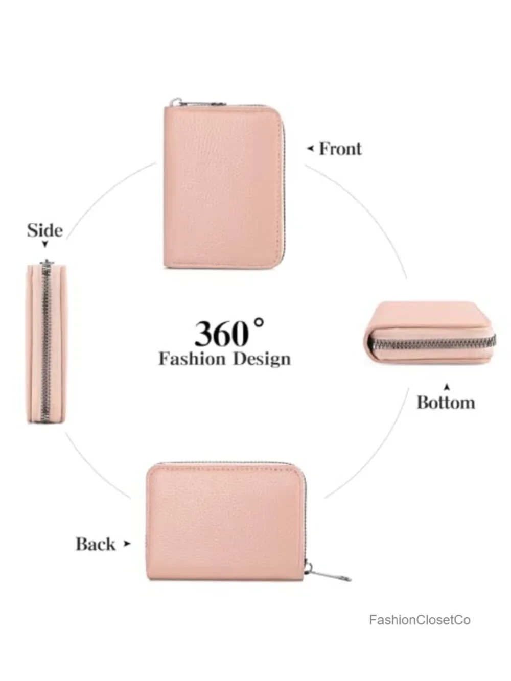 Faux Leather Credit Card Holder Wallet with 22 Slots and Zipper Closure